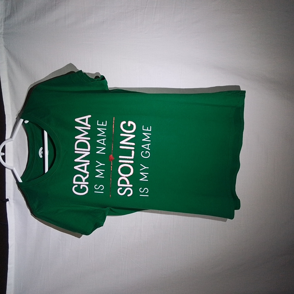 Green Short Sleeved T Shirt "Grandma is My Name Spoiling is My Game"